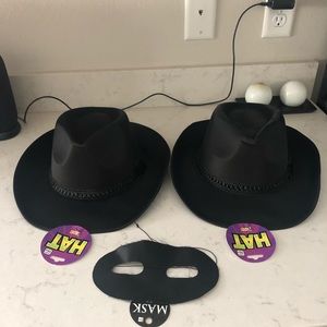 Halloween Costume Black Hat(s) & Mask NWT